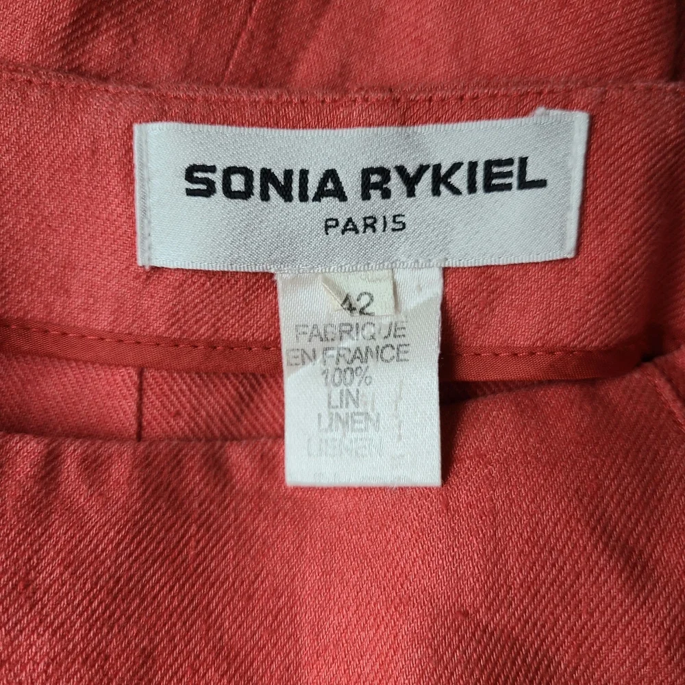 Sonia Rykiel Paris Coral Orange Linen Straight Pencil Vintage Skirt